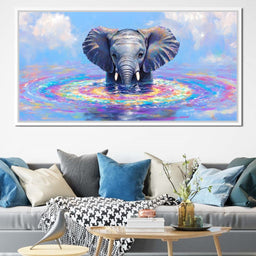 Elephant in Dreamy Waters - NicheCanvas