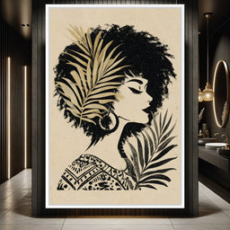 Tropical Noir Lady Silhouette - NicheCanvas