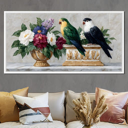 Parrot Companions Floral Grandeur - NicheCanvas