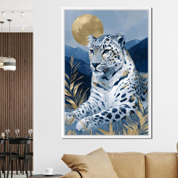 Golden Moon Snow Leopard Calm - NicheCanvas