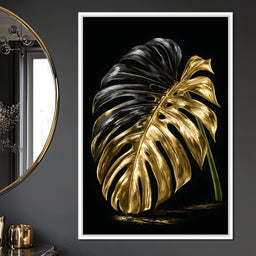 Gilded Leaf Of Dark Night - NicheCanvas