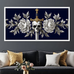 Baroque Skull and Peony Sword - NicheCanvas