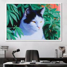 Feline Tranquility Green Garden - NicheCanvas