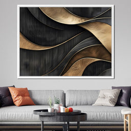 Grey and Gold Wooden Waves 002 - Johanjjf - NicheCanvas