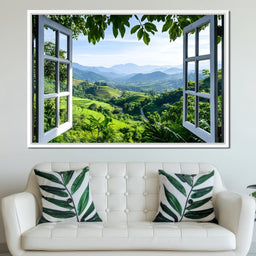 Open Window Over Terraced Valleys - NicheCanvas