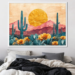 Desert Bloom Sunlit Peaks - NicheCanvas