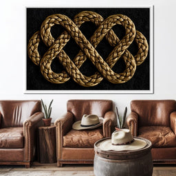 Eternal Braided Path of Golden Fibers - NicheCanvas