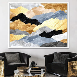 Golden Peaks Layered Mountains - NicheCanvas