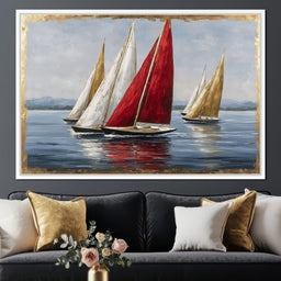 Bold Regatta On Open Water - NicheCanvas