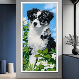 Puppy Dreams in Spring Meadows - NicheCanvas