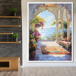 Radiant Terrace by the Sea - NicheCanvas