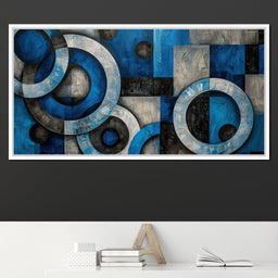 Geometric Blue Spheres Dance - NicheCanvas