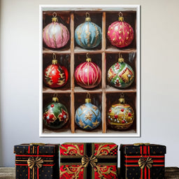 Vintage Christmas Ornaments Grid - NicheCanvas