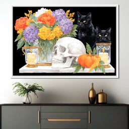 Halloween Bouquet Cats Skull Candle - NicheCanvas