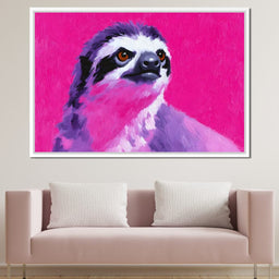 Vivid Magenta Sloth Portrait - NicheCanvas