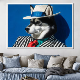Husky in Chic Fedora Style - NicheCanvas
