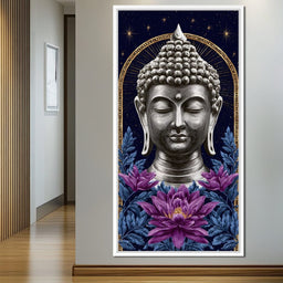 Buddha Lotus Radiance Under Stars - NicheCanvas