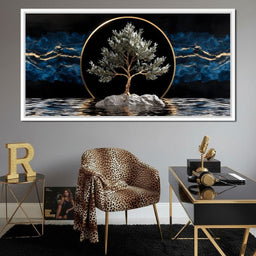 Golden Olive Tree Halo Reflection - NicheCanvas