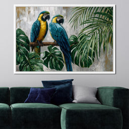 Tropical Parrot Pair Portrait - NicheCanvas