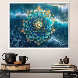 Lotus Reverie Over Ocean Waves - NicheCanvas