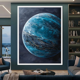 Celestial Ocean Planet Gold Veins - NicheCanvas