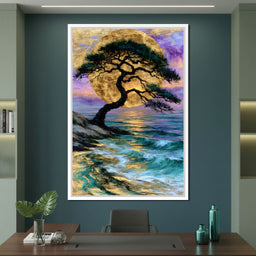Ancient Pine Before The Gilded Moon - NicheCanvas