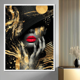 Modern Noir Gold Elegance Portrait - NicheCanvas