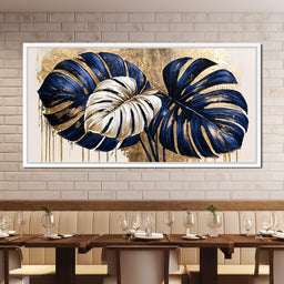 Gilded Monstera Leaves Dancing With Light - NicheCanvas