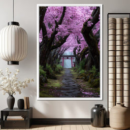 Sakura Gate Pathway Stillness - NicheCanvas