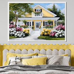 Sunlit Yellow Cottage Garden - NicheCanvas