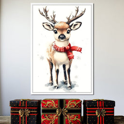 Snowy Baby Reindeer Holiday Charm - NicheCanvas