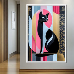 Feline Elegance Geometry Canvas - NicheCanvas
