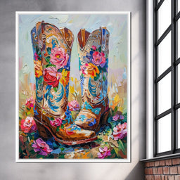 Wildflower Cowboy Boots - Neal Hackett - NicheCanvas
