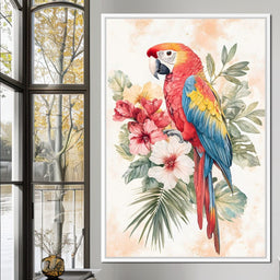 Tropical Parrot Floral Burst - NicheCanvas