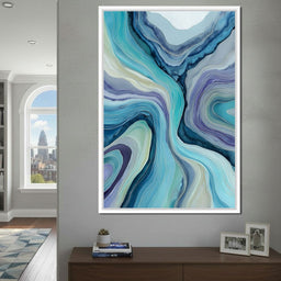 Teal Ocean Geode Layers Flow - NicheCanvas