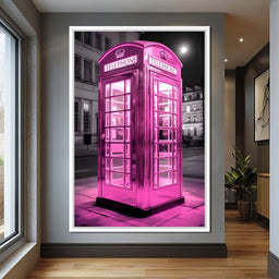Pink Telephone Booth - NicheCanvas