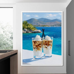Mediterranean Iced Coffee Break Escape - NicheCanvas