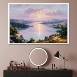 Pastel Sunrise Over Lake Fjord - NicheCanvas