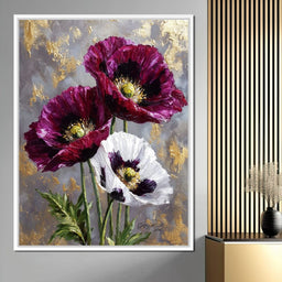 Gold Leaf Poppy Garden Glow - NicheCanvas