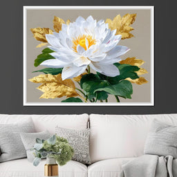 Golden Petals Lotus Elegance - NicheCanvas