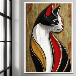 Feline Elegance on Textured Gold - NicheCanvas