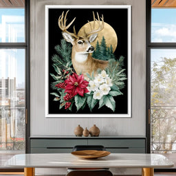 Moonlit Floral Gold Buck - NicheCanvas