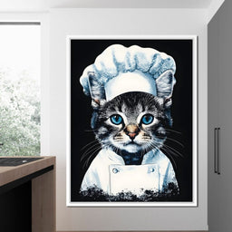 Chef Feline in Snowy Whites - NicheCanvas