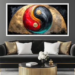 Golden Yin Yang Abstract Energy - NicheCanvas