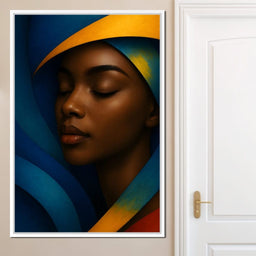 Radiant Silence Blue Gold Muse - NicheCanvas