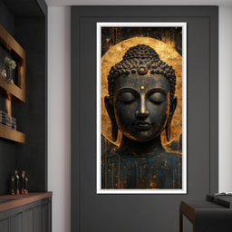 Golden Tranquil Buddha Portrait - NicheCanvas