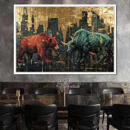 Stock Market Bear & Bull Clash - NicheCanvas
