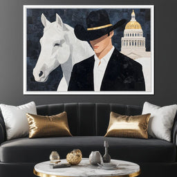 Capitol Cowboy With Noble Steed - NicheCanvas