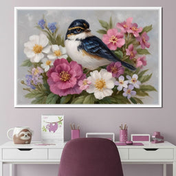 Songbird Garden Bouquet Oil Style - NicheCanvas