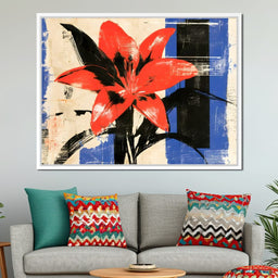 Bold Petals Against Shattered Geometry - NicheCanvas
